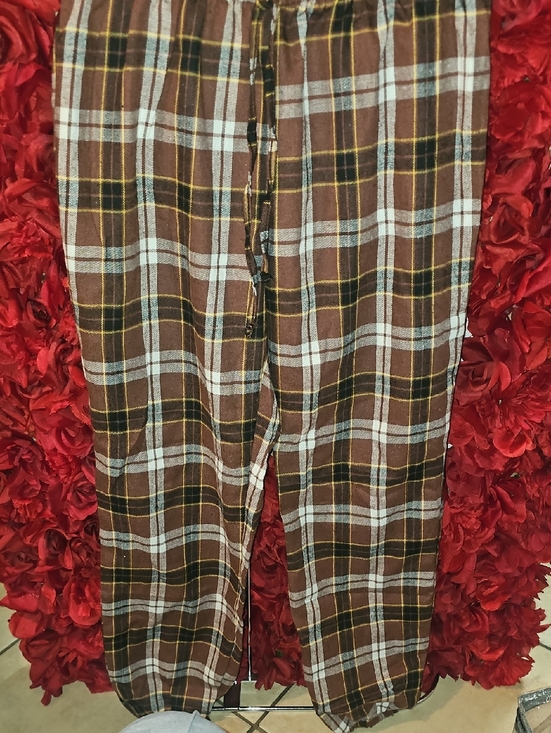 Pants - Womens Brown/Yellow Plaid Lounge Pants Size Medium (NO SIZE TAG)